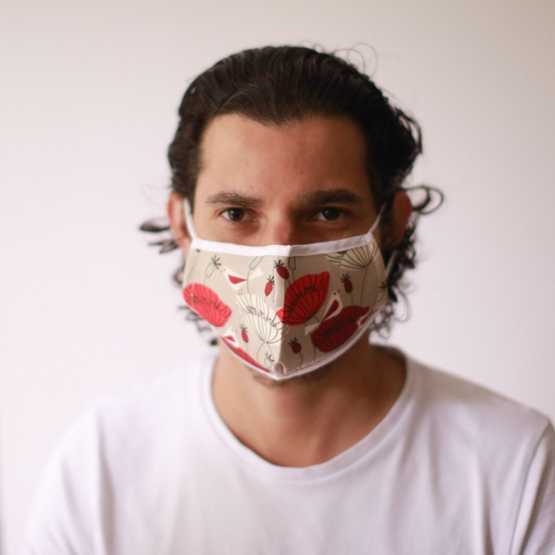 Masque réutilisable tendance - Coquelicots orientaux (adulte)
