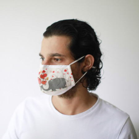 Masque réutilisable tendance - Éléphants amoureux (adulte)