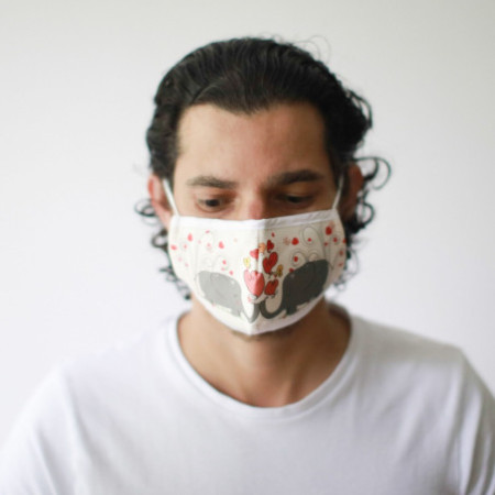 Masque réutilisable tendance - Éléphants amoureux (adulte)