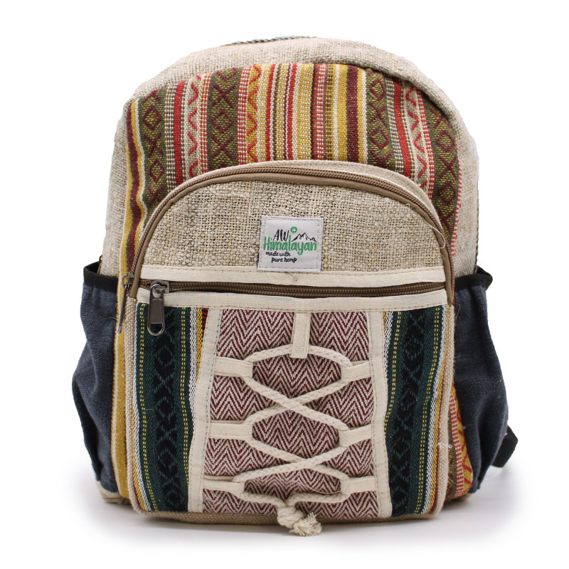 Petit sac à dos en chanvre - Style corde et poches