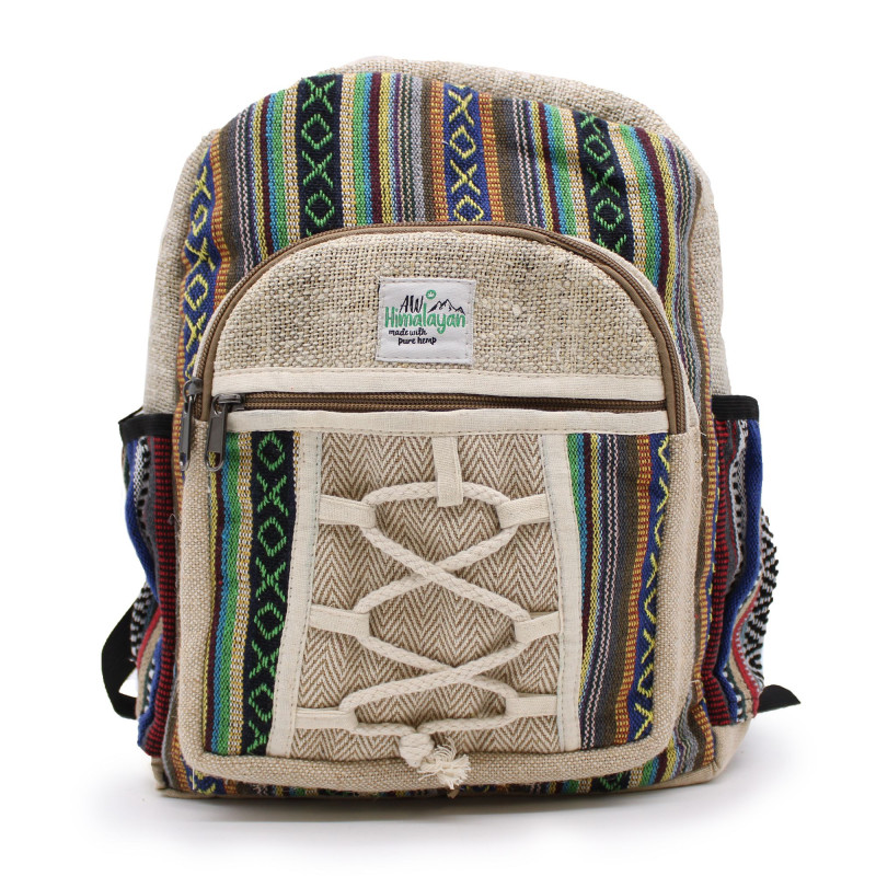 Petit sac à dos en chanvre - Style corde et poches