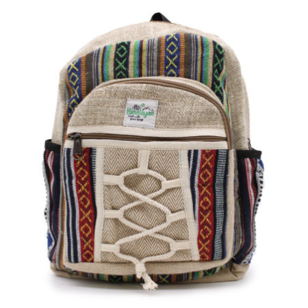 Petit sac à dos en chanvre - Style corde et poches