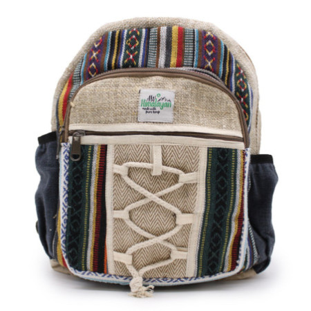 Petit sac à dos en chanvre - Style corde et poches