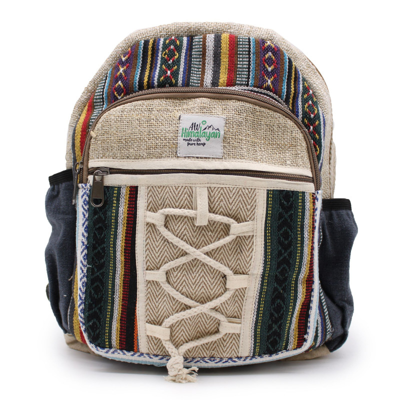 Petit sac à dos en chanvre - Style corde et poches