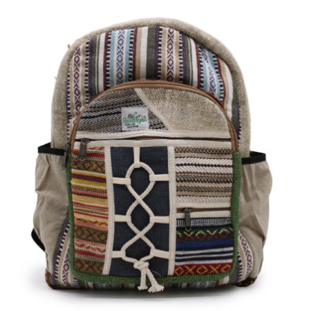 Grand sac à dos en chanvre - Style corde et poches