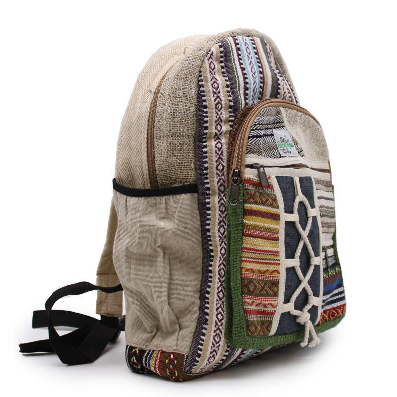 Grand sac à dos en chanvre - Style corde et poches