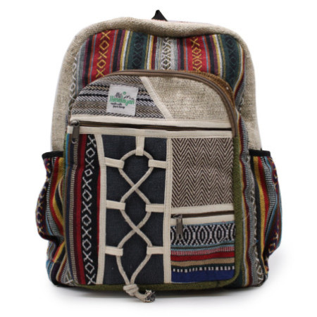 Grand sac à dos en chanvre - Style corde et poches