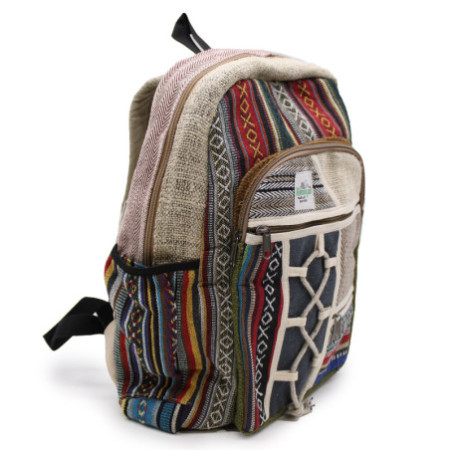 Grand sac à dos en chanvre - Style corde et poches