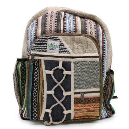 Grand sac à dos en chanvre - Style corde et poches