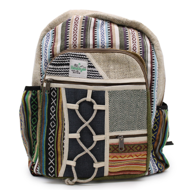 Grand sac à dos en chanvre - Style corde et poches
