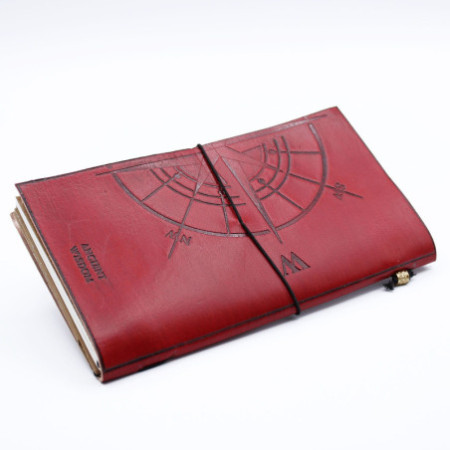 Journal en cuir fait main - L'aventure commence - Rouge - (80 pages)
