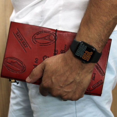 Journal en cuir fait main - L'aventure commence - Rouge - (80 pages)
