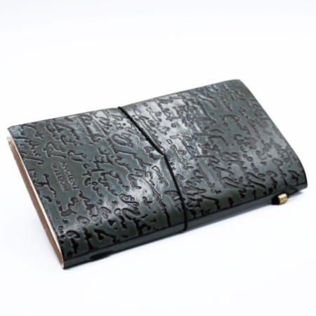 Journal en cuir fait main - Bonnes idées et autres rêves - Gris (80 pages)