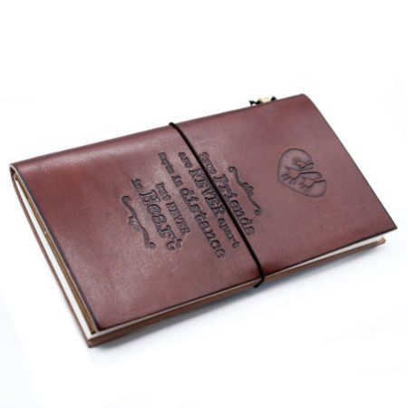 Journal en cuir fait main - True Friends - Marron (80 pages)