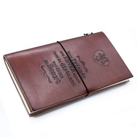 Journal en cuir fait main - True Friends - Marron (80 pages)