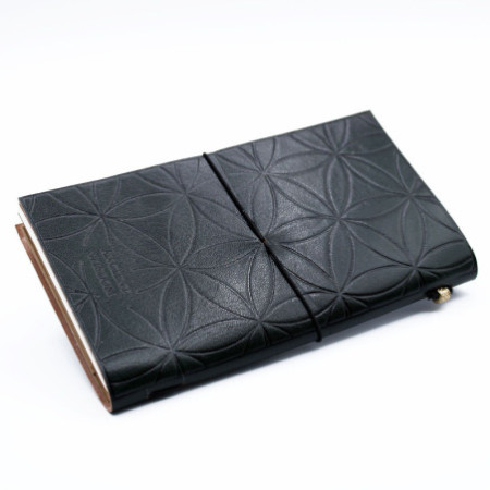 Journal en cuir fait main - Fleur de vie - Vert (80 pages)