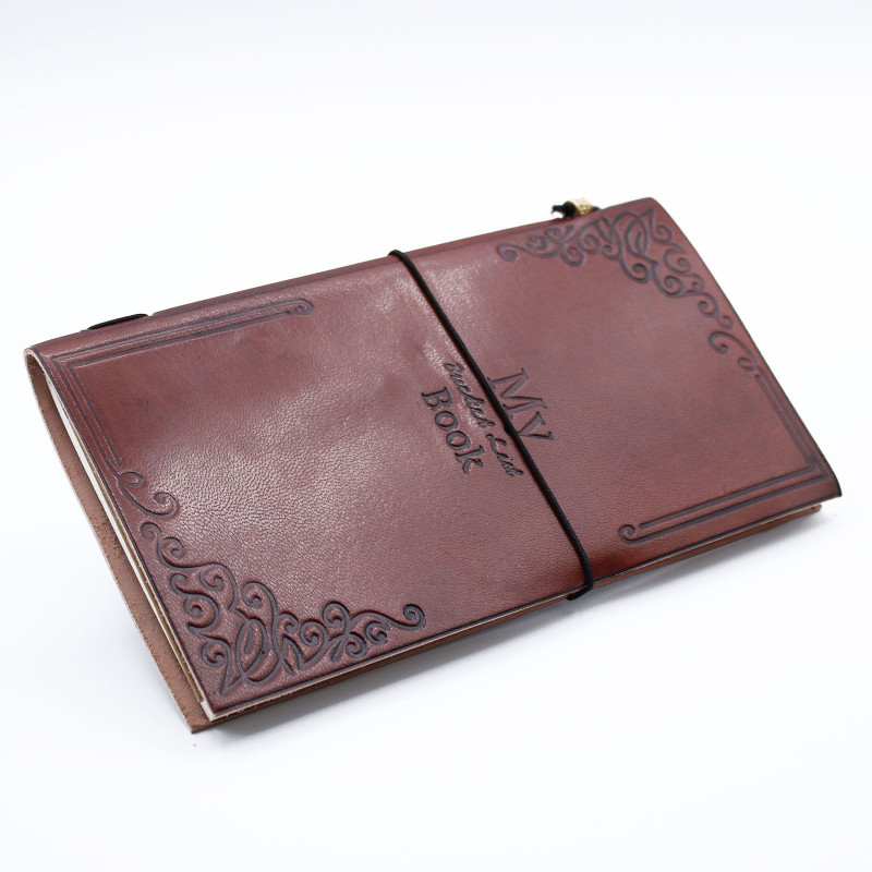 Journal en cuir fait main - Mon carnet de souhaits - Marron (80 pages)