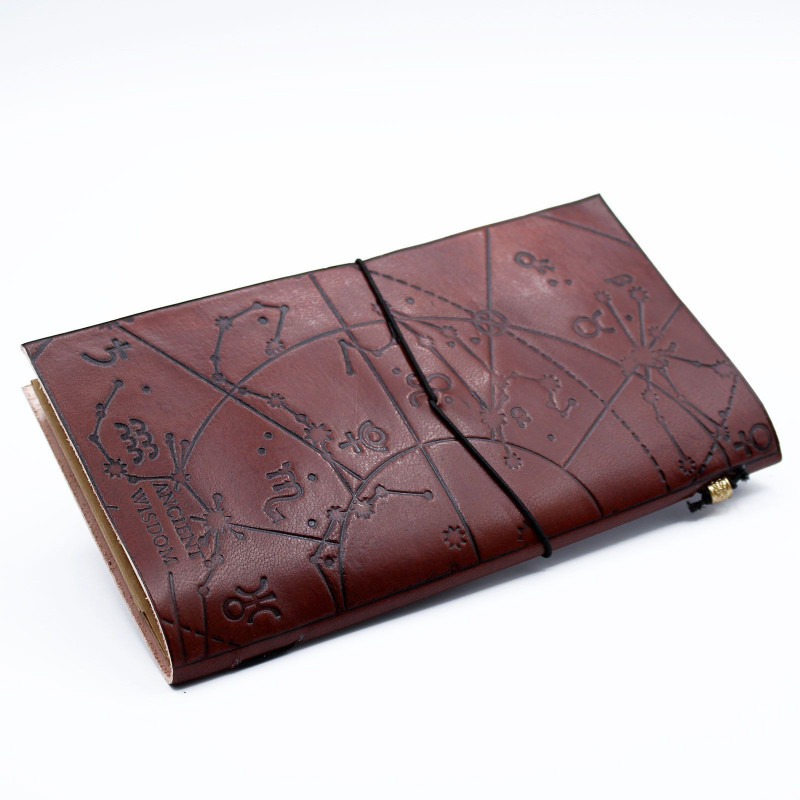 Journal en cuir fait main - Mon carnet de souhaits - Marron (80 pages)