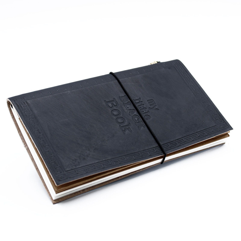 Journal en cuir fait main - Mon petit livre noir - Noir (80 pages)