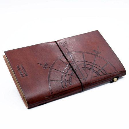 Journal en cuir fait main - Voyagez à travers le monde - Marron (80 pages)