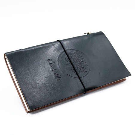 Journal en cuir fait main - Arbre de vie - Vert (80 pages)