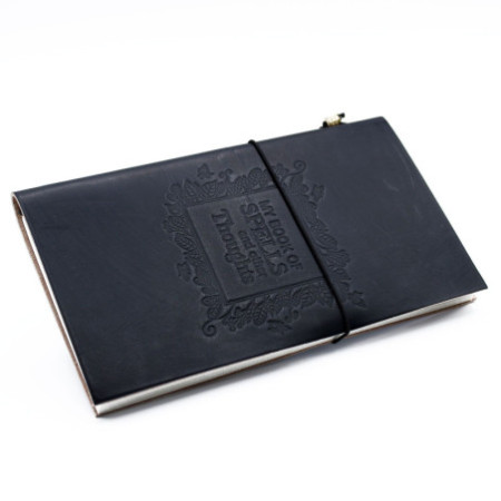 Journal en cuir fait main - Mon livre de sorts et autres pensées - Noir