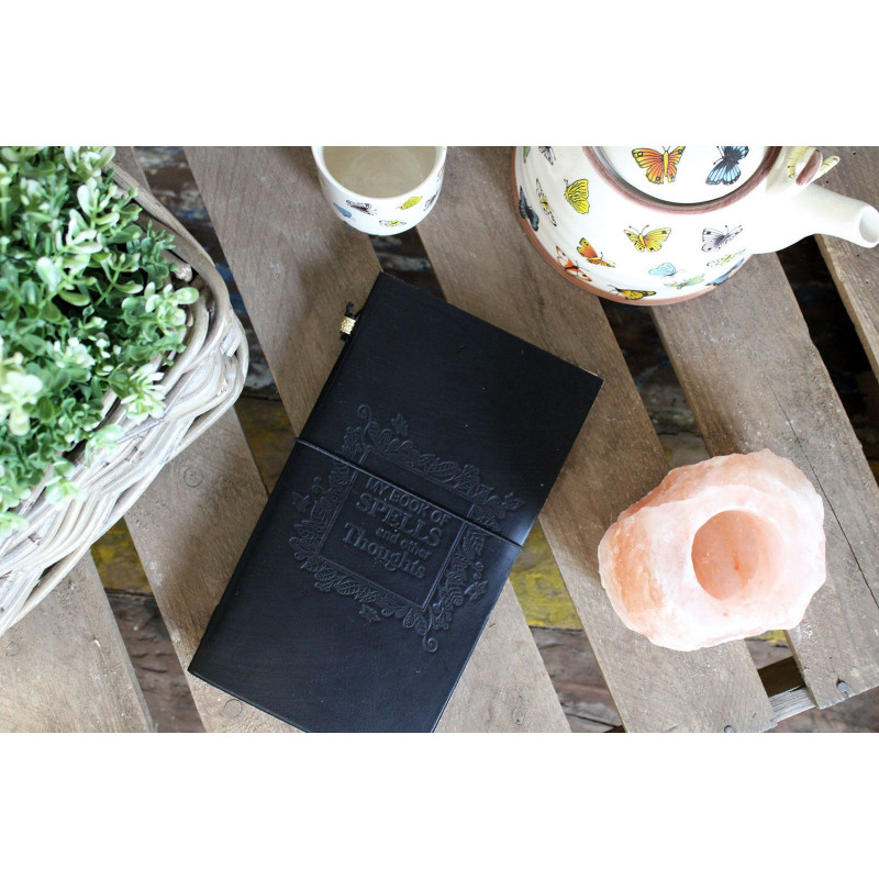 Journal en cuir fait main - Mon livre de sorts et autres pensées - Noir