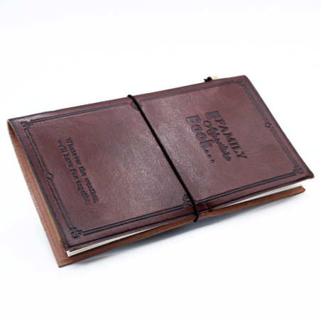 Journal en cuir fait main - Notre livre d'aventures familiales - Marron (80 pages)