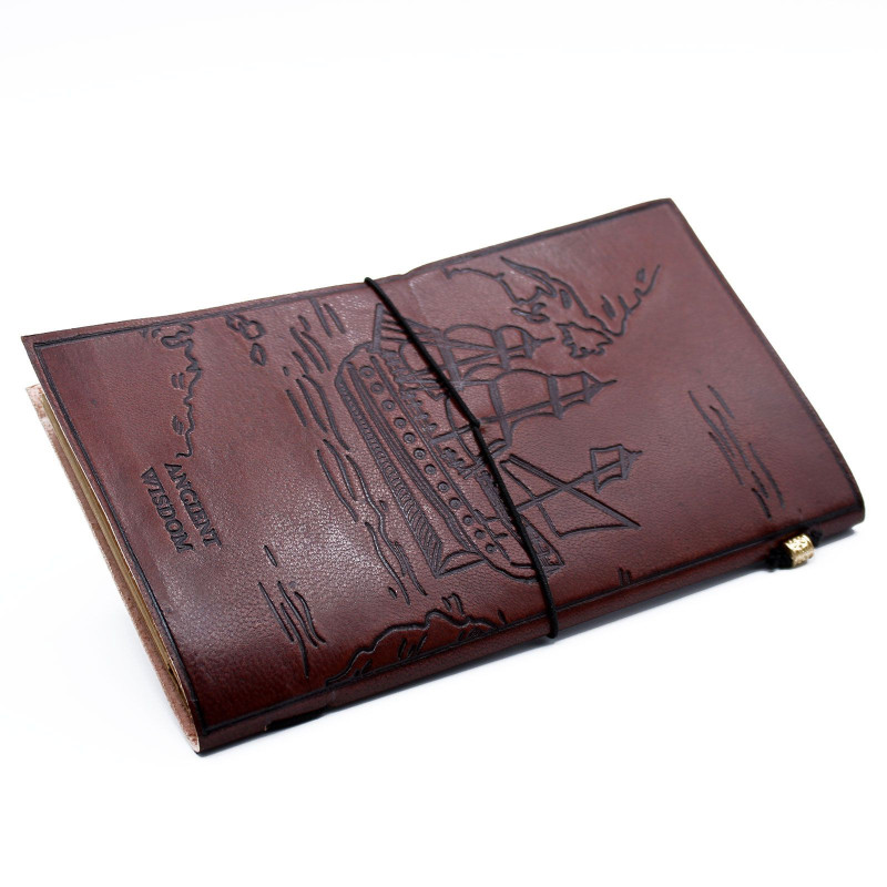 Journal en cuir fait main - Notre livre d'aventures familiales - Marron (80 pages)