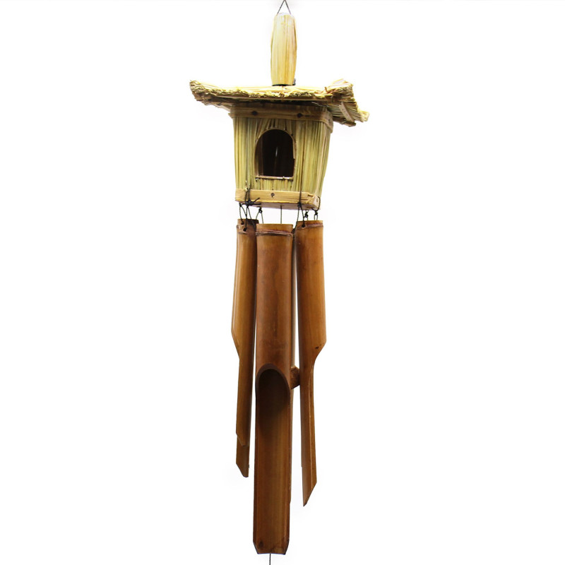 Nichoir carré en jonc de mer avec carillon 49 x 15 cm