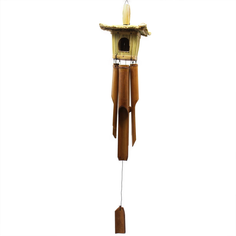 Nichoir carré en jonc de mer avec carillon 49 x 15 cm