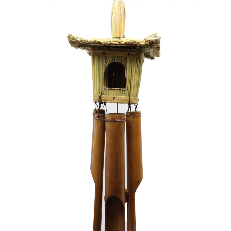 Nichoir carré en jonc de mer avec carillon 49 x 15 cm