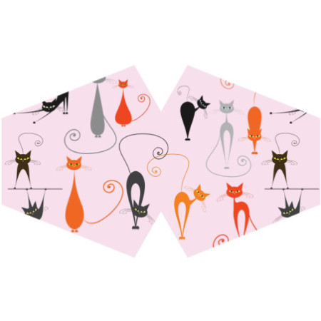 Masque réutilisable tendance - Chats roses (adulte)