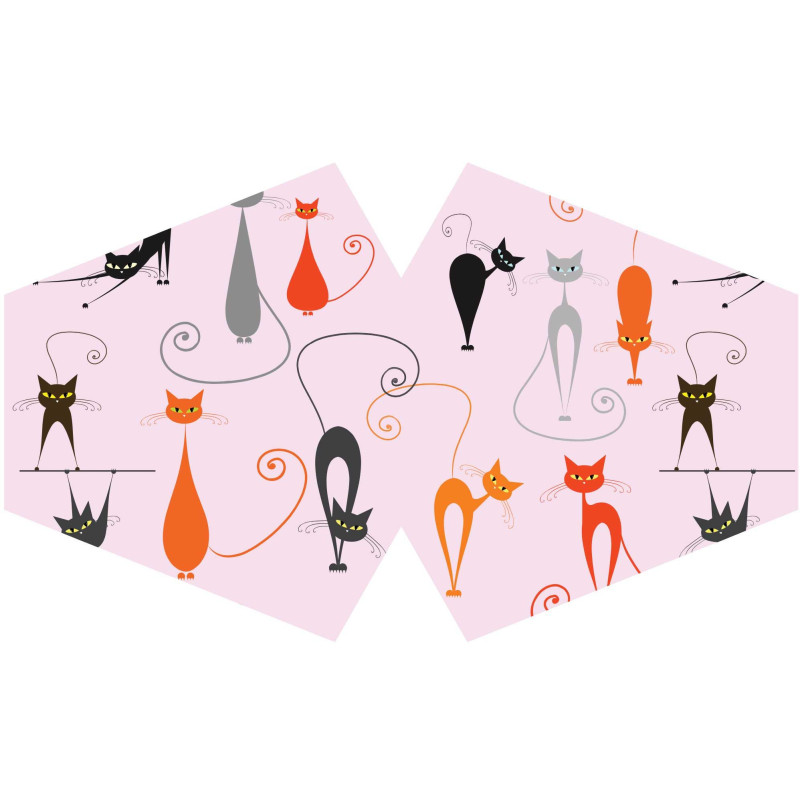 Masque réutilisable tendance - Chats roses (adulte)
