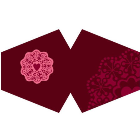 Masque réutilisable tendance - Cœur mandala rouge (adulte)