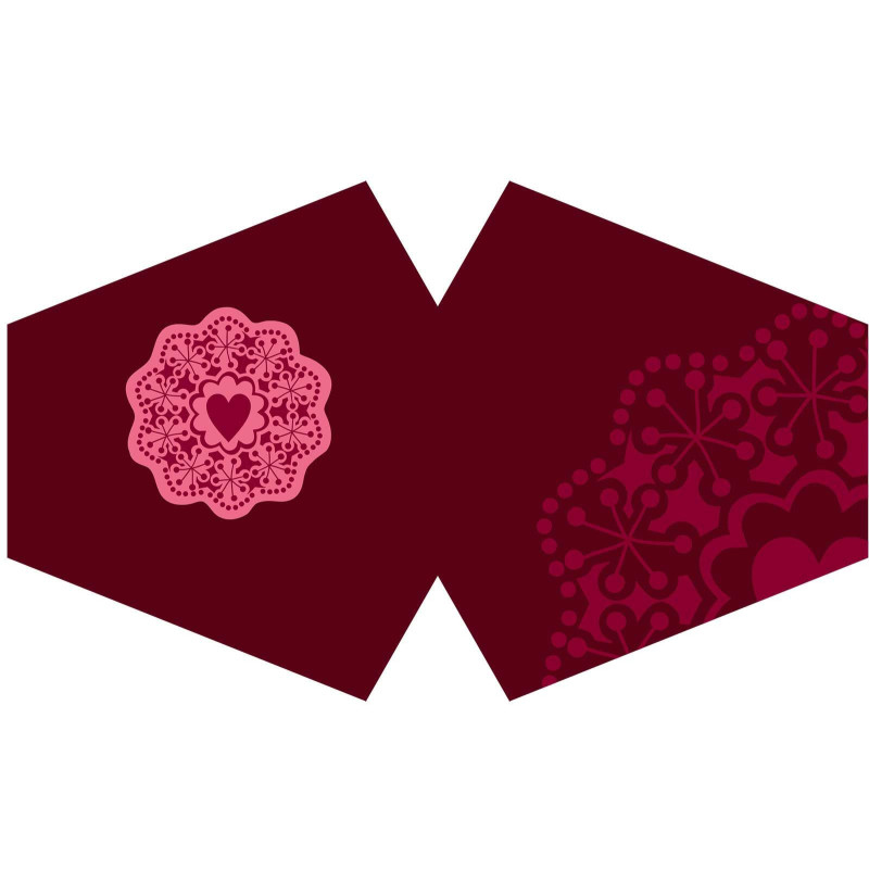 Masque réutilisable tendance - Cœur mandala rouge (adulte)