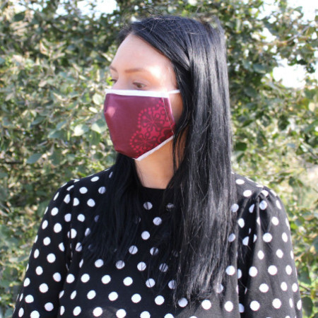 Masque réutilisable tendance - Cœur mandala rouge (adulte)