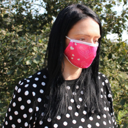 Masque réutilisable tendance - Cœur roses (adulte)