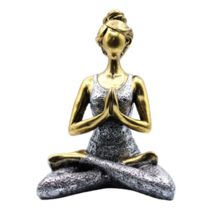 Figurine Yoga Lady - Bronze et Argent 24 cm