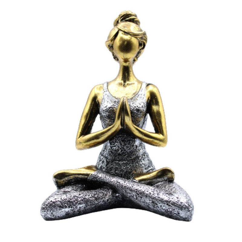 Figurine Yoga Lady - Bronze et Argent 24 cm