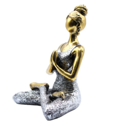 Figurine Yoga Lady - Bronze et Argent 24 cm