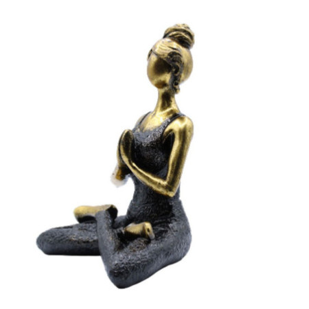 Figurine Yoga Lady - Bronze et Noir 24 cm