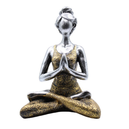 Figurine Yoga Lady - Argent et Or 24 cm