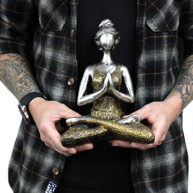 Figurine Yoga Lady - Argent et Or 24 cm