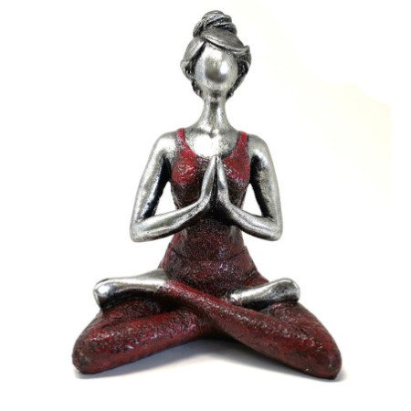 Figurine Yoga Lady - Argent et Bordeaux 24 cm