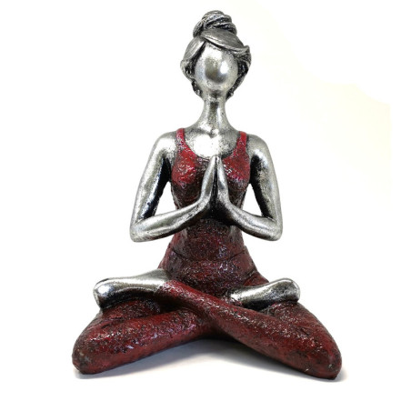 Figurine Yoga Lady - Argent et Bordeaux 24 cm