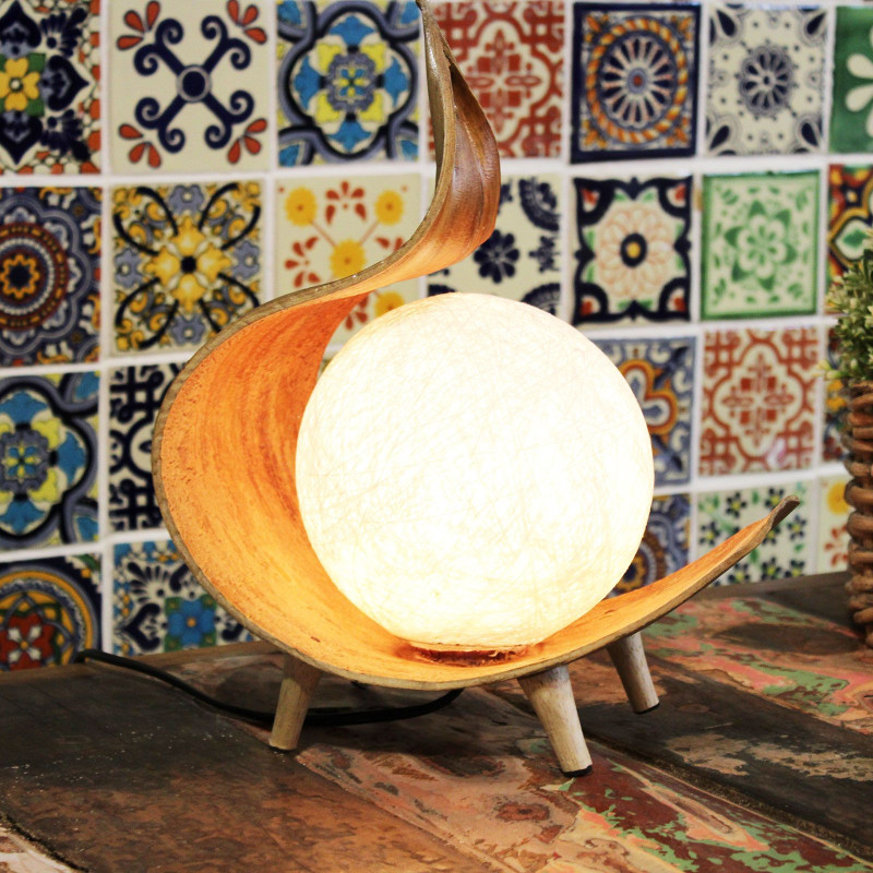 Lampe en noix de coco naturelle - Twist chocolat