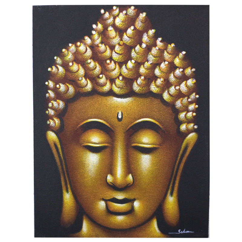 Peinture Bouddha - Finition sable doré