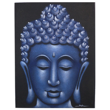 Peinture Bouddha - Finition sable bleu