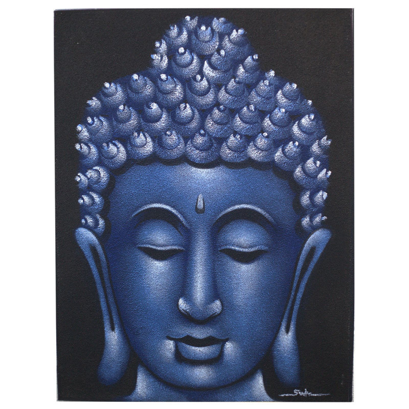 Peinture Bouddha - Finition sable bleu